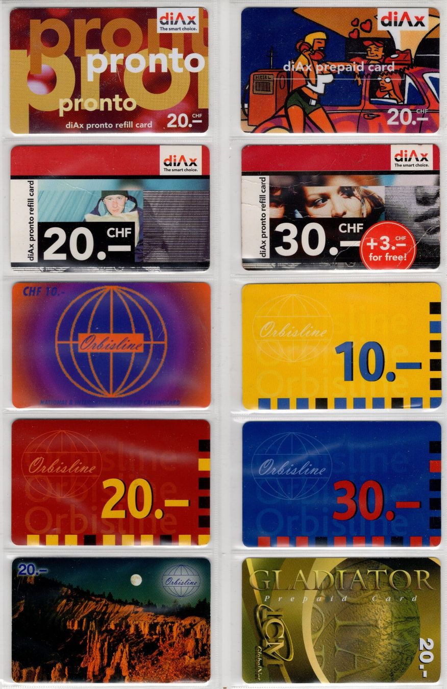 Schede telefoniche: 10 diverse Schweizer Prepaid Telefonkarten – Usato da Eglisau venduto da Chperfins