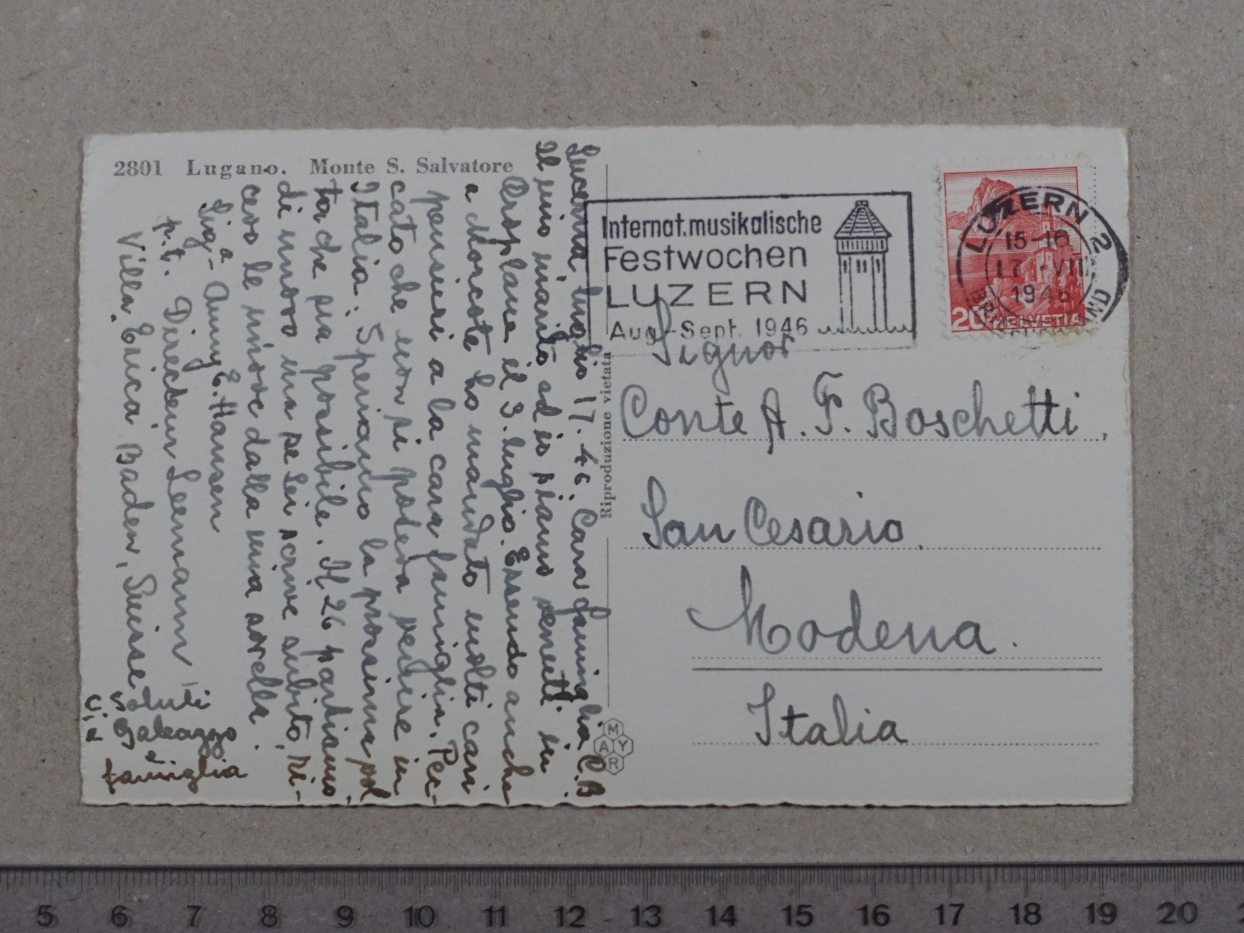 Cartes postales: Lugano, 1946, Schiff, Dampfer "Ticino" – D'occasion à Lenzburg par fh1 1