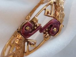 Vintage SALVADOR TERAN vergoldetes Keramik Armband 60er