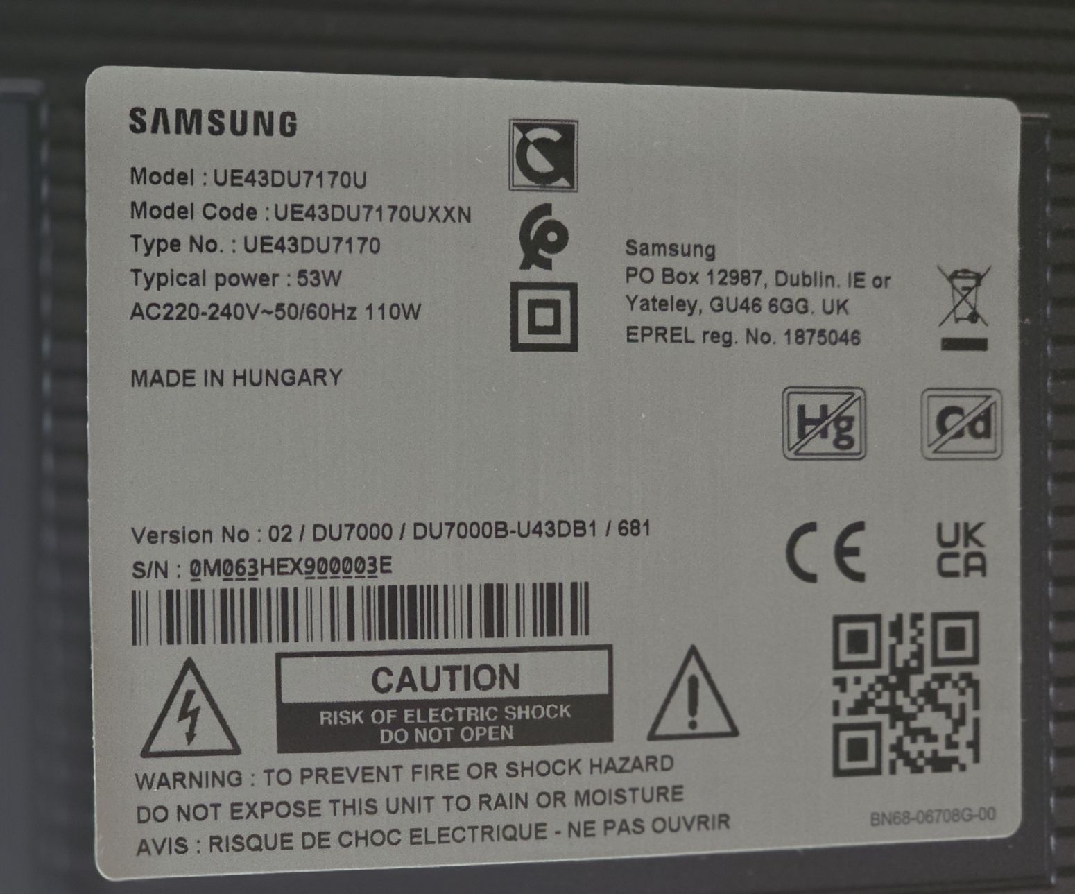 Televisori: Samsung UE43DU7170 43", – Nuovo (secondo la descrizione) da Basel venduto da Cod1987 2