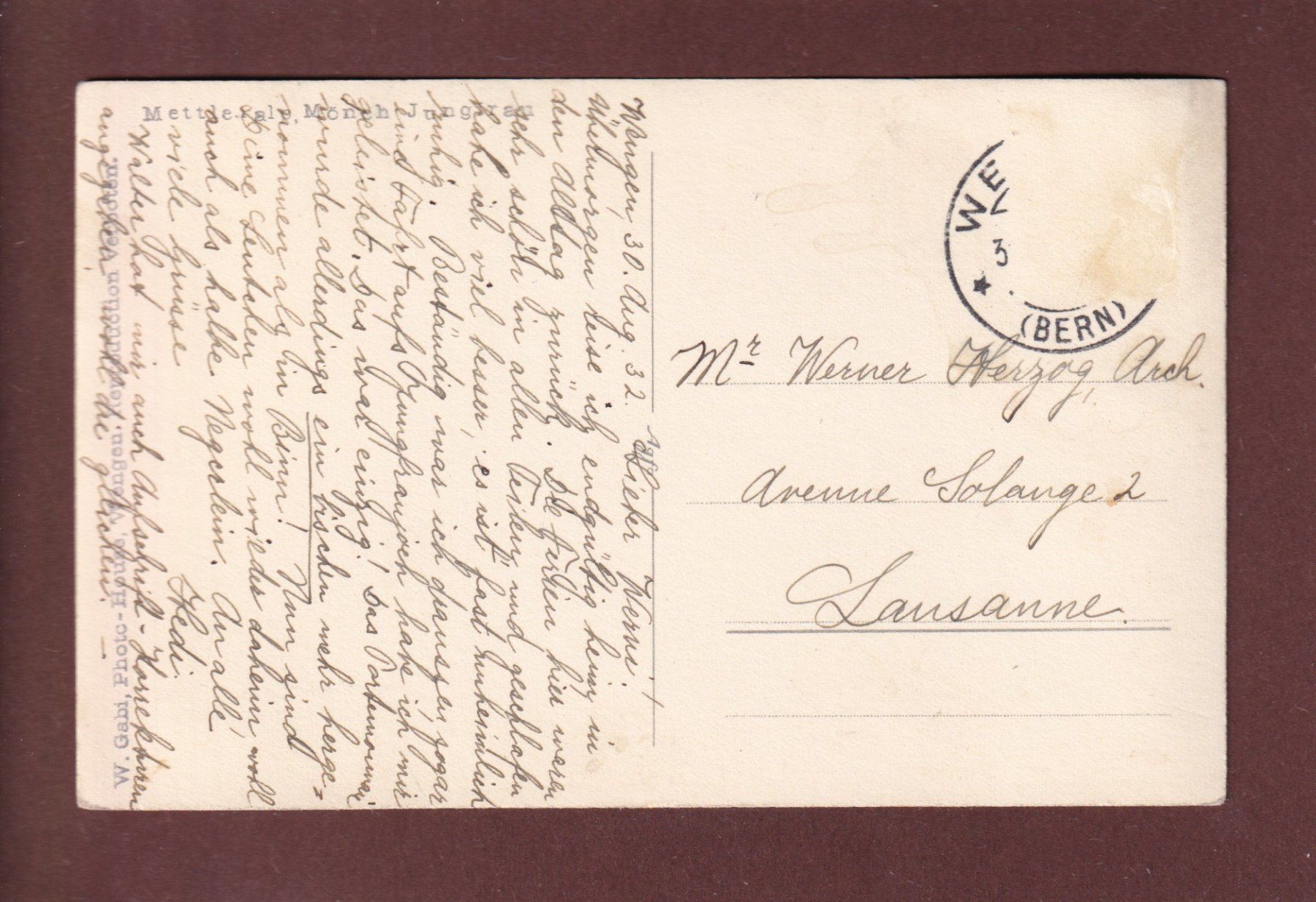 Cartoline postali: METTLE-ALP - Mönch - Jungfrau – Usato da Pully venduto da nicecards 1