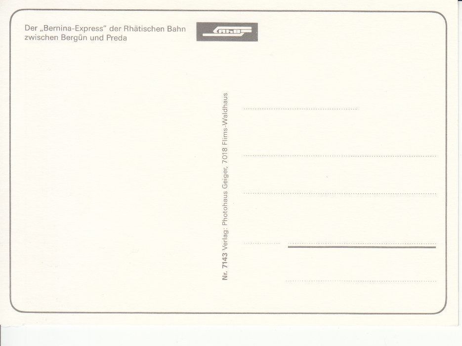 Cartoline postali: RHB Bergün-Preda um 1995 – Usato da Bürglen TG venduto da StampGraf 1