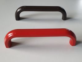 Lot de 2 poignées de meuble vintage, rouge et brun