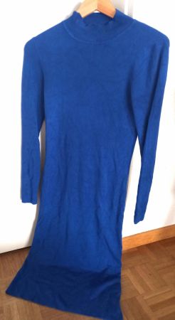 Blaues, figurbetontes Hallhuber Viskosen Kleid