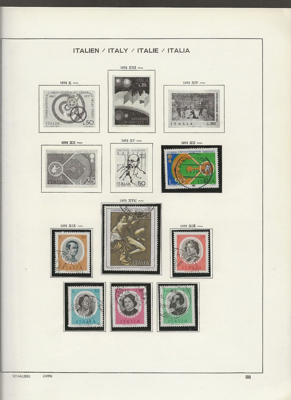Alle Briefmarken: Marken Italien 1972 bis 1974 – Gebraucht aus Au ZH von xelagreb01 5