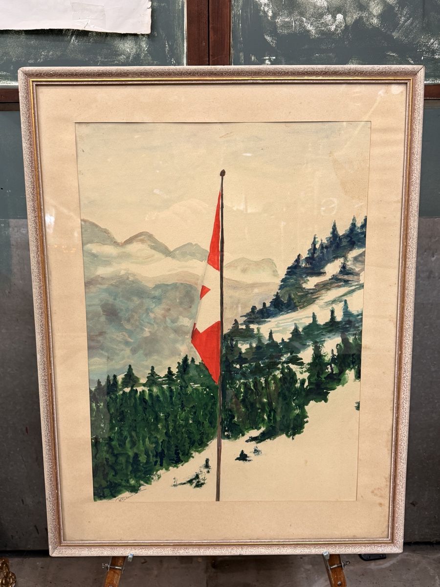 Gemälde: Winterliches Schweizer Bergpanorama Aquarell Gemälde – Gebraucht aus schaffhausen von VintAntik_1980 8