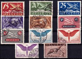 1923/30, Flugpostserie Nr. F3-F13, gestempelt, fehlerfrei.