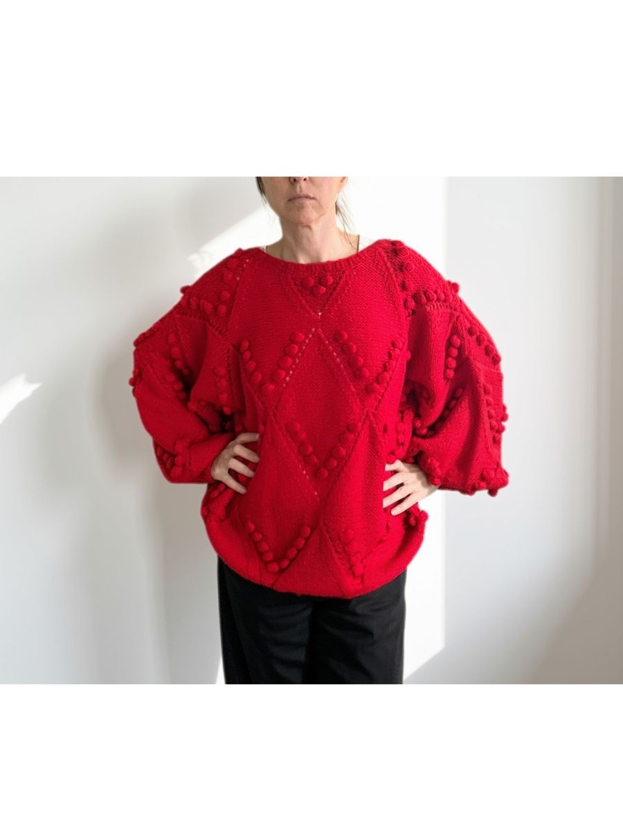 Pulls & Sweat-shirts: Oversized Strickpullover rot mit Noppen und Ajourmuster – D'occasion à Zürich par eka_5xfb 2