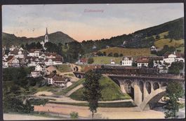 Lichtensteig Ansicht mit Brücke und Zug