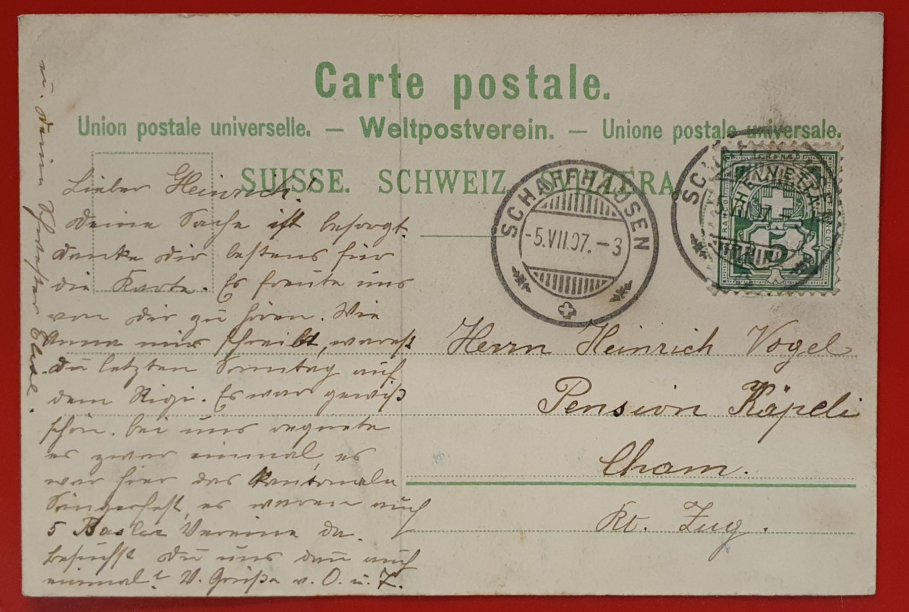 Cartoline postali: Schaffhausen 1907 - Grabenstrasse mit Tram – Usato da Kreuzlingen venduto da Rschweiz1 1