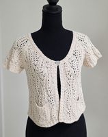 Strickjacke kurzarm beige Grösse M