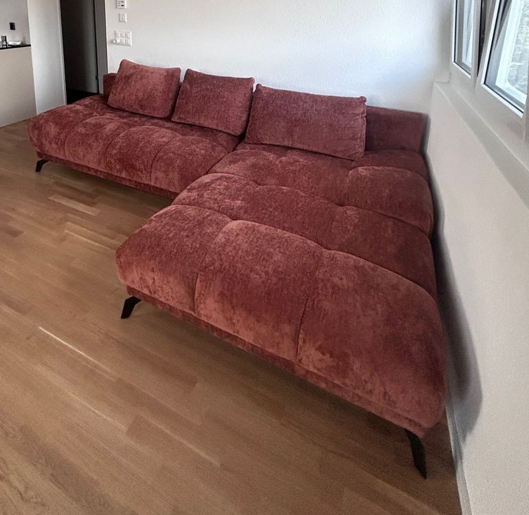 Wohnlandschaft Sofa schlaffunktion Veloursoptik rostrot (Gebraucht) in ...