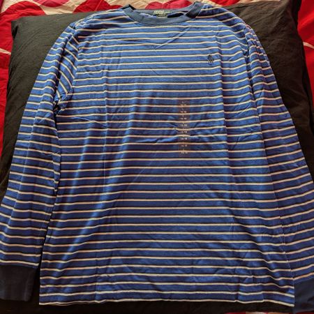 AUTHENTISCHE/NEU Ralph Lauren Blau-weiss Langarmhemd 150-161