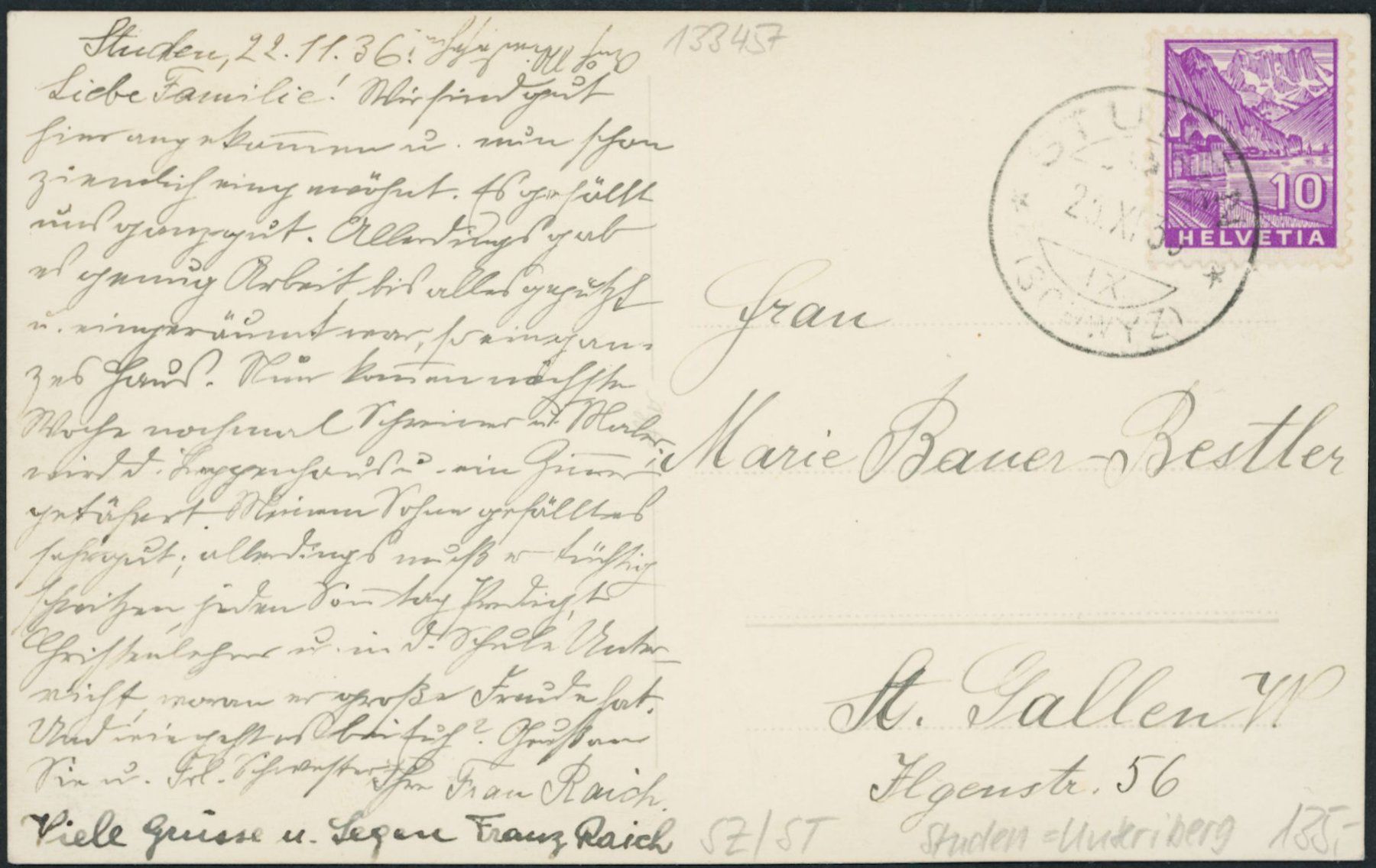 Cartoline postali: SZ Studen - Unteriberg – Usato da Schindellegi venduto da masutka7 1