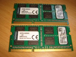 2 stück 8gb ddr3 PC3L 12800 (1600) RAM für Laptop.