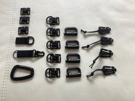 Sangle, clips et boucles de sac à dos/de randonnée, noir