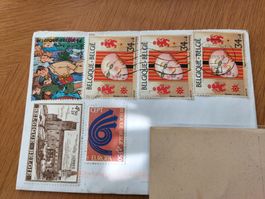 KUVERT MIT 6 x BRIEFMARKEN BELGIEN BELGIUM BELGIQUE