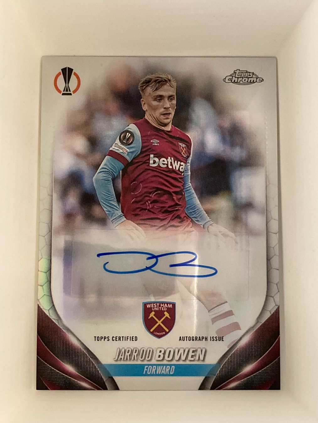 Topps Carte collezionabili: Topps Chrome UEFA 23-24 - Jarrod Bowen Auto – Usato da La Tour-de-Peilz venduto da Tyalos_Cards