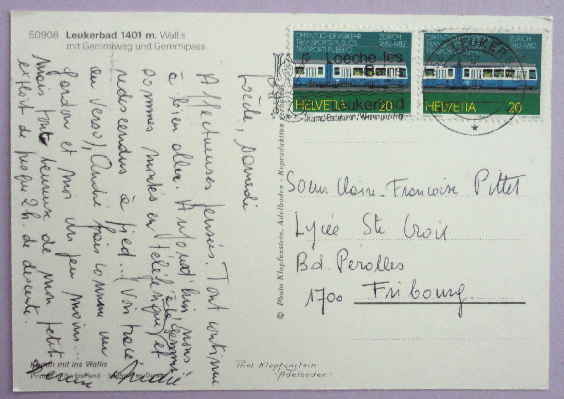 Cartoline postali: Leukerbad 1401 m – Usato da Fétigny venduto da Billy2miny 1