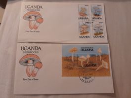 Enveloppes Premier Jour Uganda, thème Champignons, 1991🍄