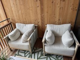 Sessel mit Kissen hellgrau 2 Stck guter Zustand