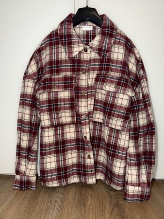 Hemd Jacke Karomuster Rot Creme Grösse 34