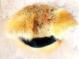MÜTZE CAPE ECHT FELL BEIGE WARM WINTERMÜTZE top zu Schal