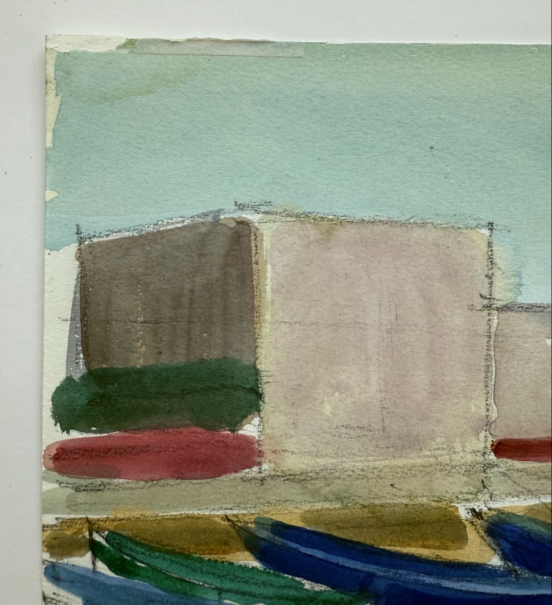 Dipinti: Emil Hungerbühler Aquarell Boote Küste signiert – Usato da Chur venduto da CJ340 2