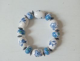 Keramik - Armband blau-weiss Delfter-Stil / Gzhel