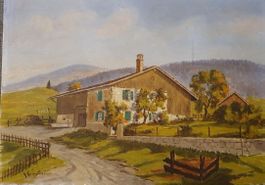 JURA BERNOIS - Tableau signé Monbaron - 46cm x 33cm
