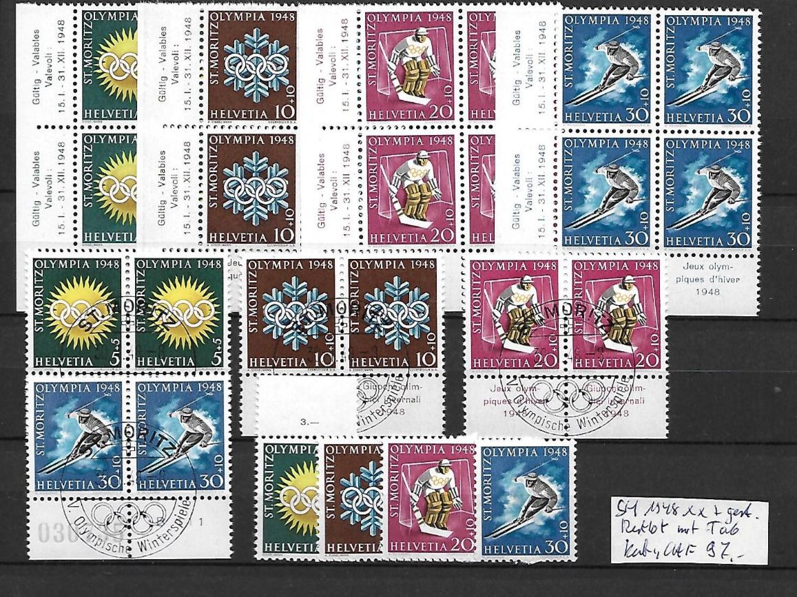 Tutti i francobolli: SM 1948 ** + gest. Restlot mit Tab Kat: CHF 97.- – Usato da Basel venduto da Ilp