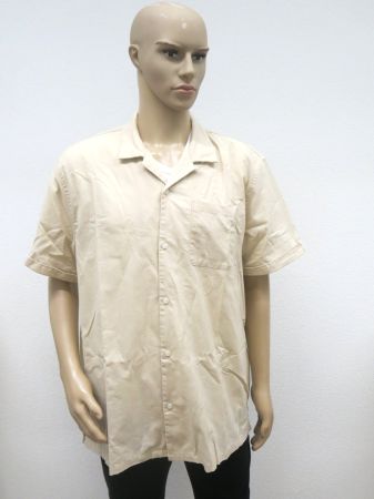 Herren Baumwoll-Leinenhemd Beige XL– Kurzarm