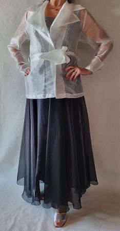 Neuwertiges Abendkleid schwarz/weiss, 4-tlg, Gr. M/L 38-40