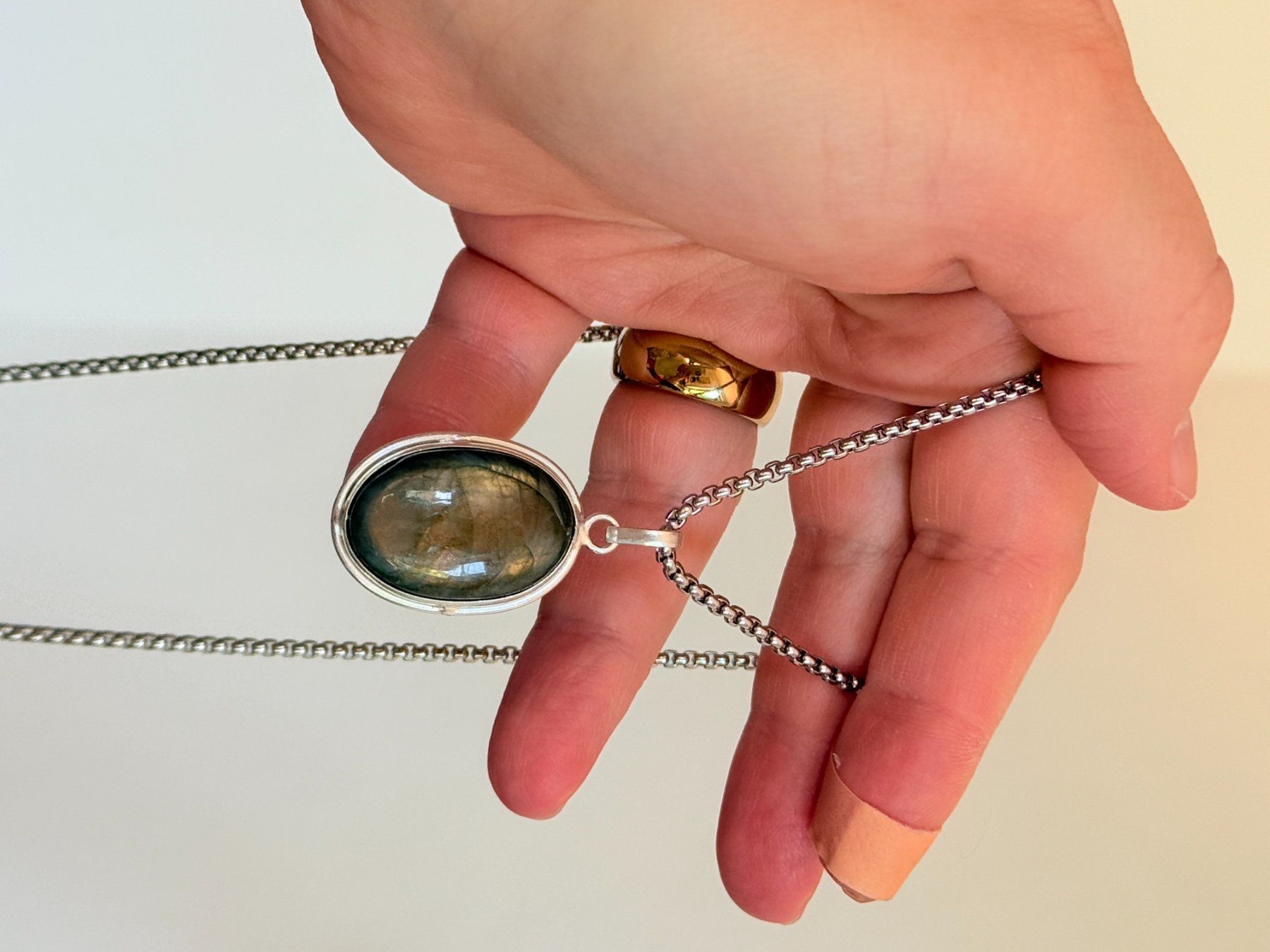 Catenine: Collier avec pierre labradorite véritable✨ – Nuovo e nell'imballaggio originale da Genève venduto da AWWA 1