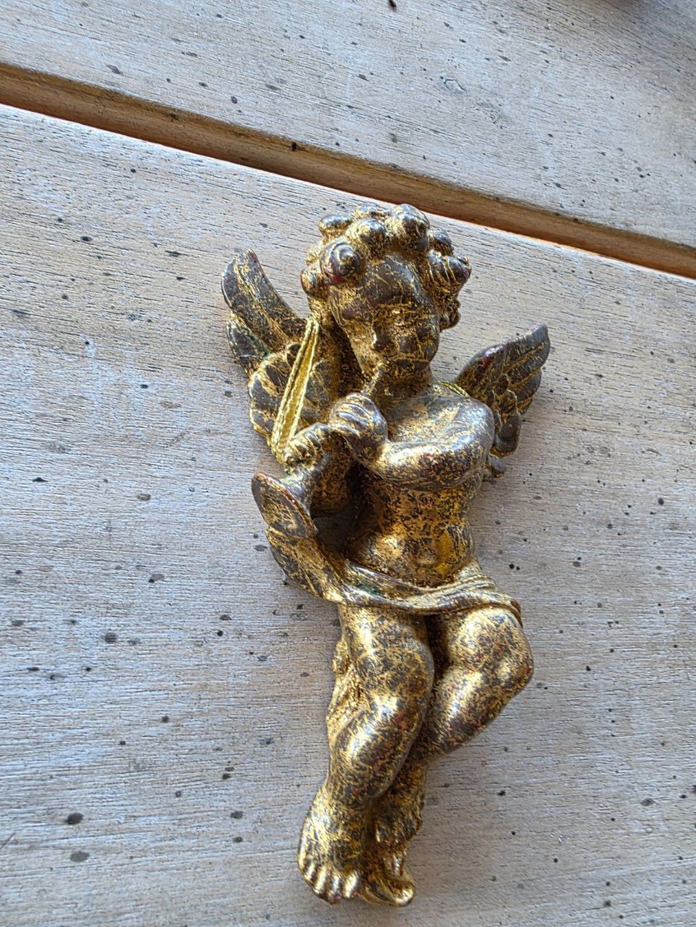 Statuette: Engel Figur Putte Gold Holz – Usato da Walterswil BE venduto da Lonitti 1