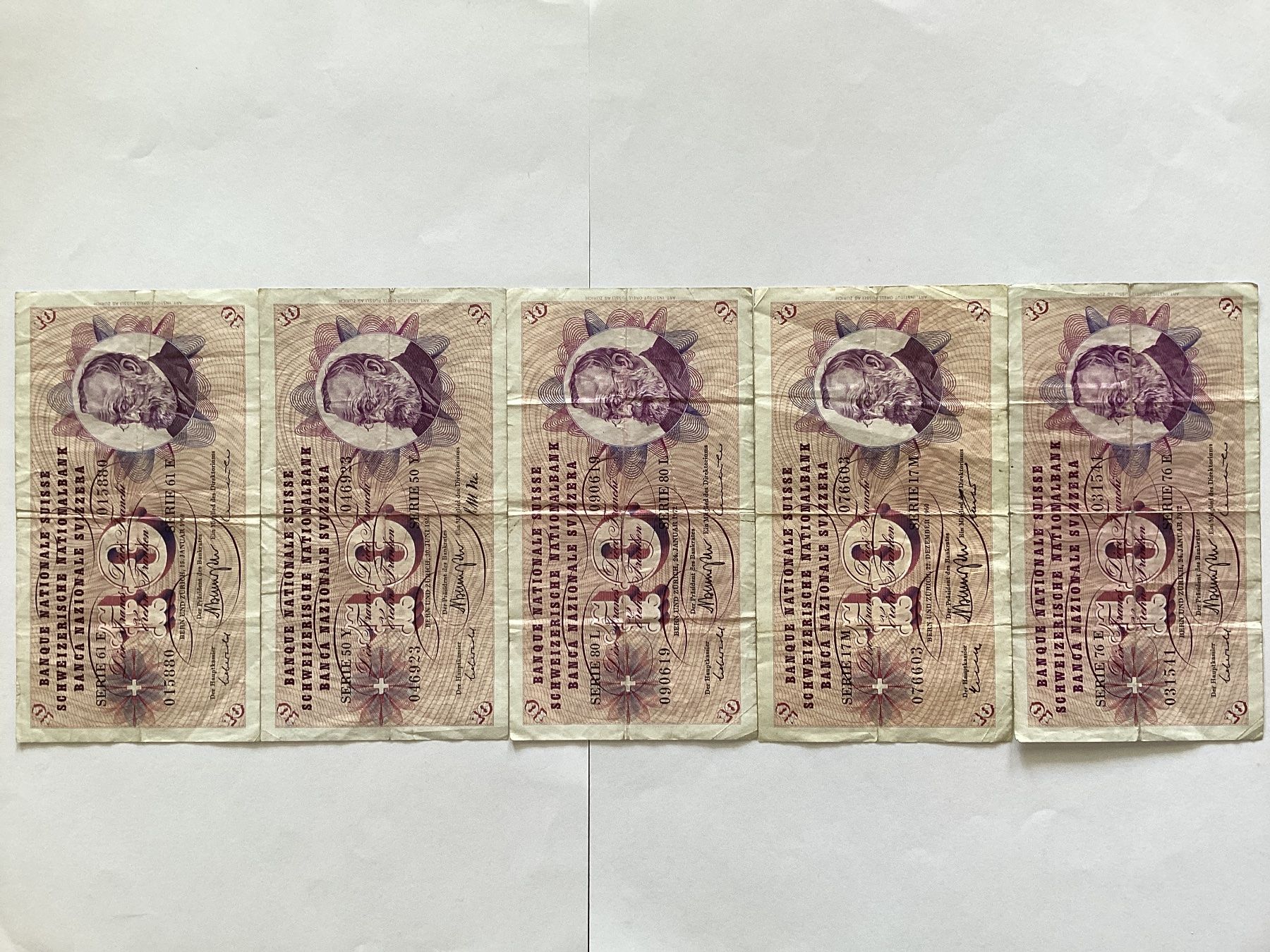 Banconote: 5 Schweizer 10 Franken -Banknoten – Usato da Buchs SG venduto da Racesnail