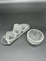 Antique Cut Glass Condiment Set – Four Pieces Total