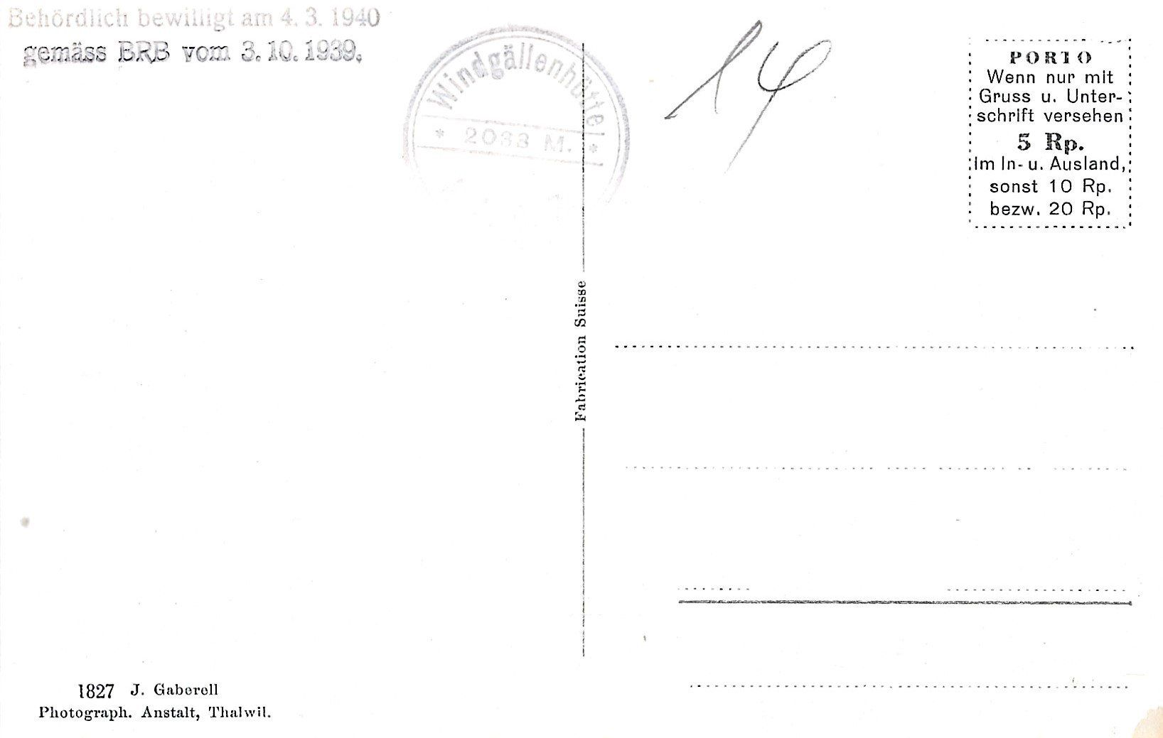 Cartoline postali: Gaberell, Windgällenhütte – Usato da Frauenfeld venduto da Merk52 1
