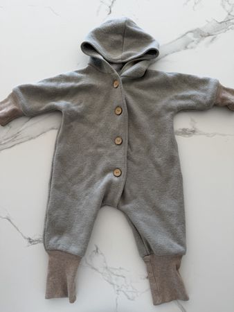 Grauer Wollwalk Overall von Eli Ju - Grösse 62/68
