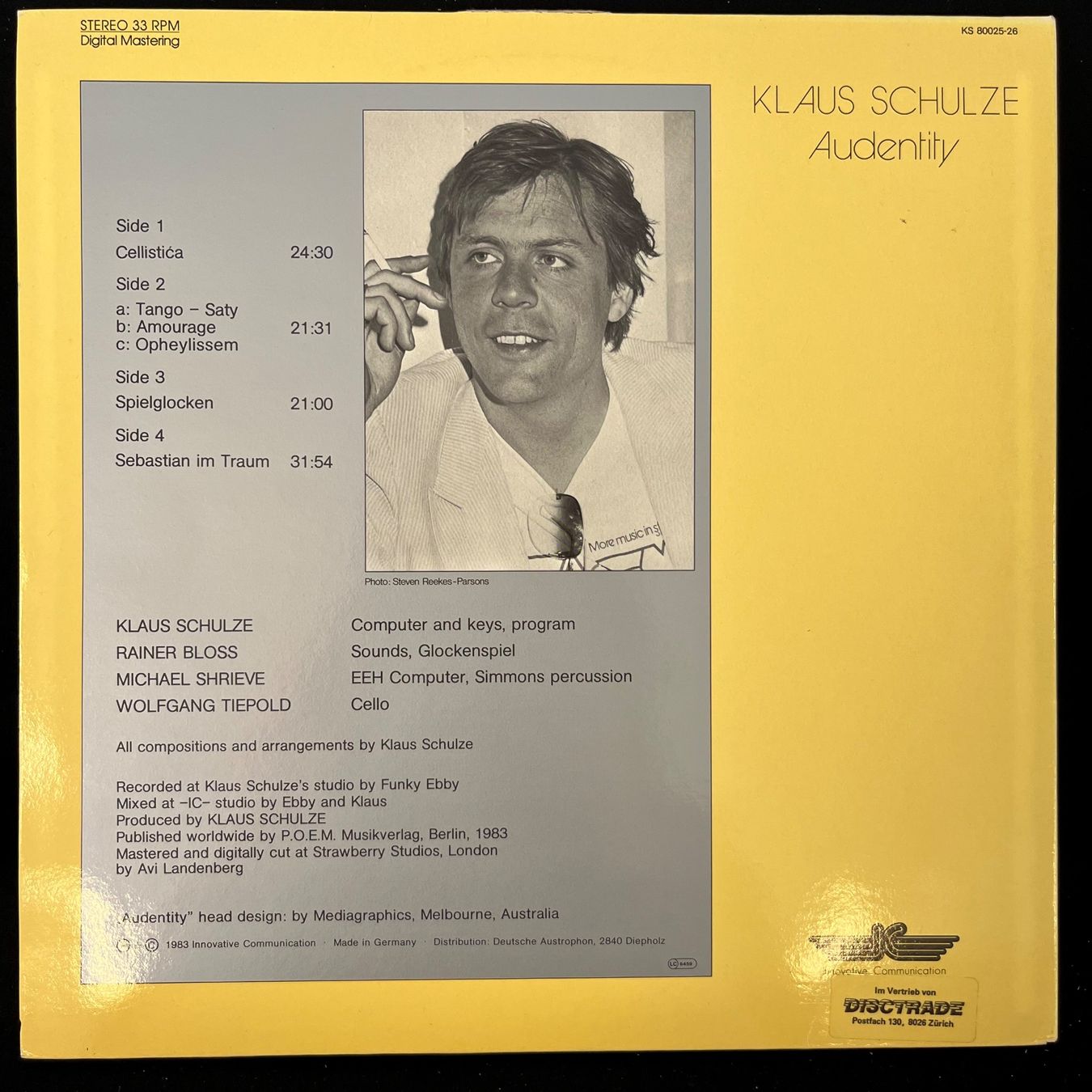 Dischi in vinile: Klaus Schulze / Audentity (DLP) – Usato da St.Gallen venduto da Out-take 1