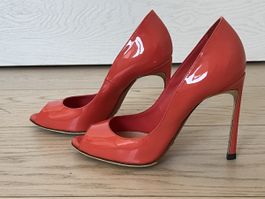 Sebastian Coral Patent Leather Heels, Size 37, Chic!