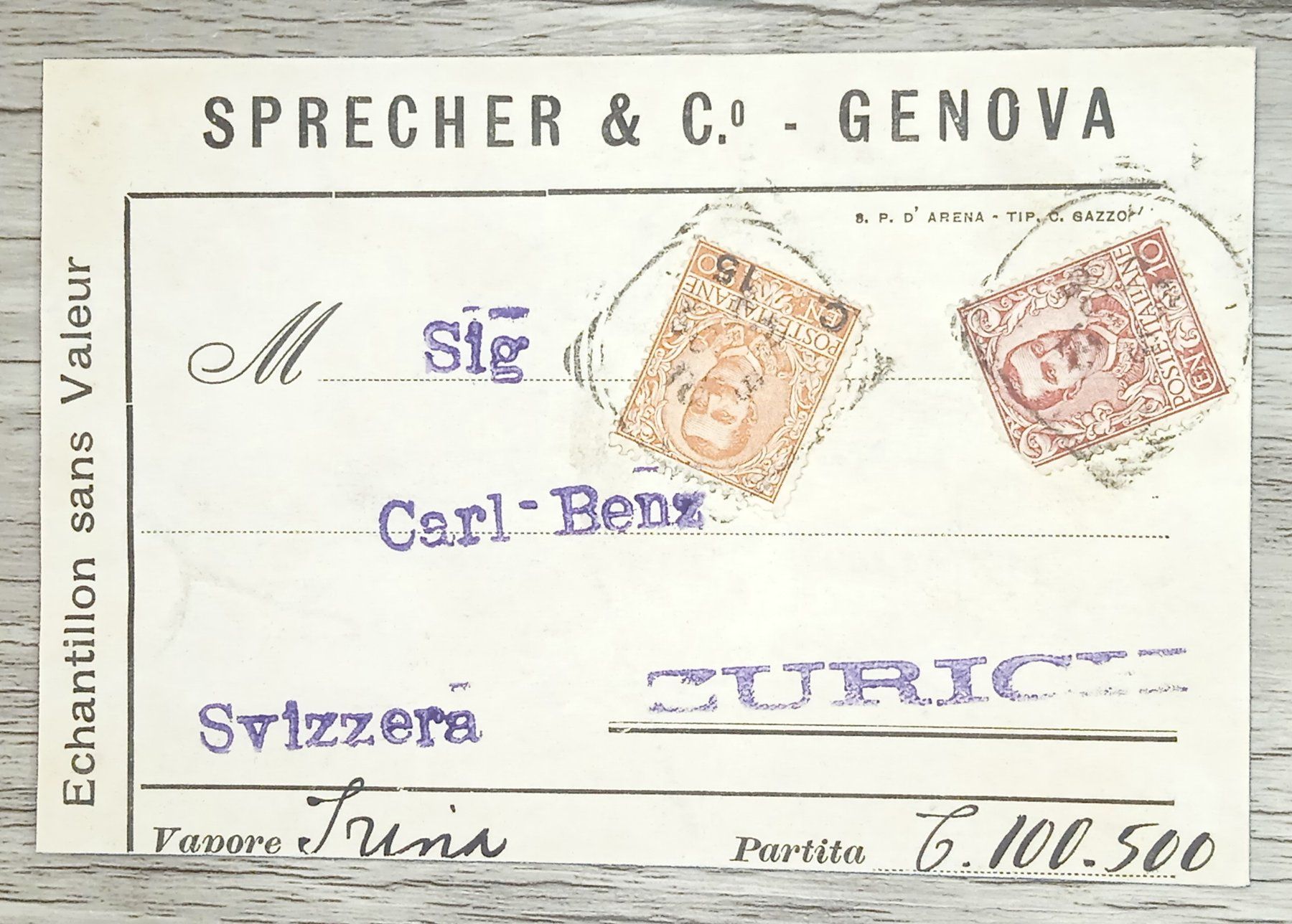 Tutti i francobolli: TR20 Document Italie 19xx – Usato da Cousset venduto da Patrick_Collections