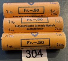(Nr. 304) 3 Rollen 1 Räppler (3x Originalrollen à 50 Münzen)