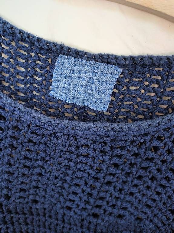 Maglioni & Felpe: Pulli Pullover gehäkelt me made Baumwolle blau L - XL – Usato da Bern venduto da samtgrau 1