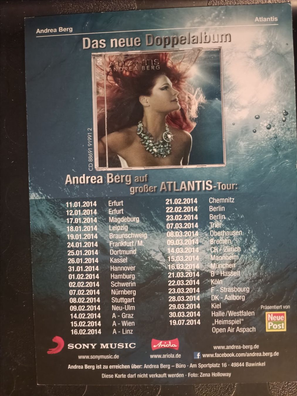 Autografi: Andrea Berg  - signierte Autogrammkarte – Usato da Menziken venduto da Artographs 1