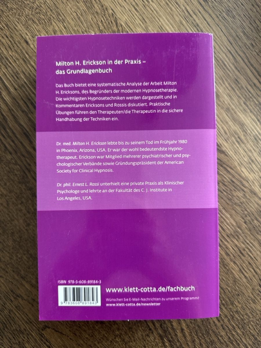 Bücher: Hypnotherapie Milton Erickson - Top Zustand – Neu (gemäss Beschreibung) aus Arbon von llaauraa 1