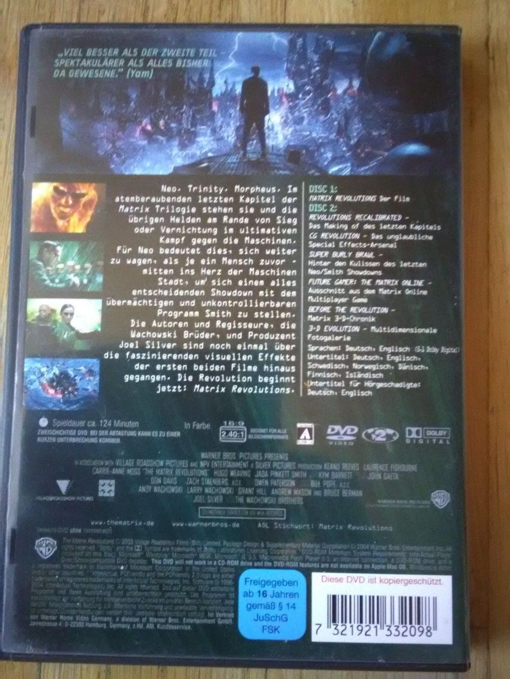 Alle DVDs: Matrix  (Trilogie)     De & Eng.       > 3'DVD's < – Gebraucht aus St.Galllen von elkaphone 9