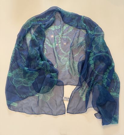 Salvatore Ferragamo Seidenschal, Blau/Grün, 166x66cm