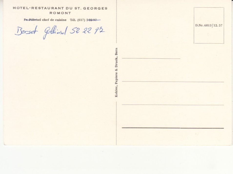 Cartoline postali: Romont St. Georges ca. 1950 – Usato da Bürglen TG venduto da StampGraf 1