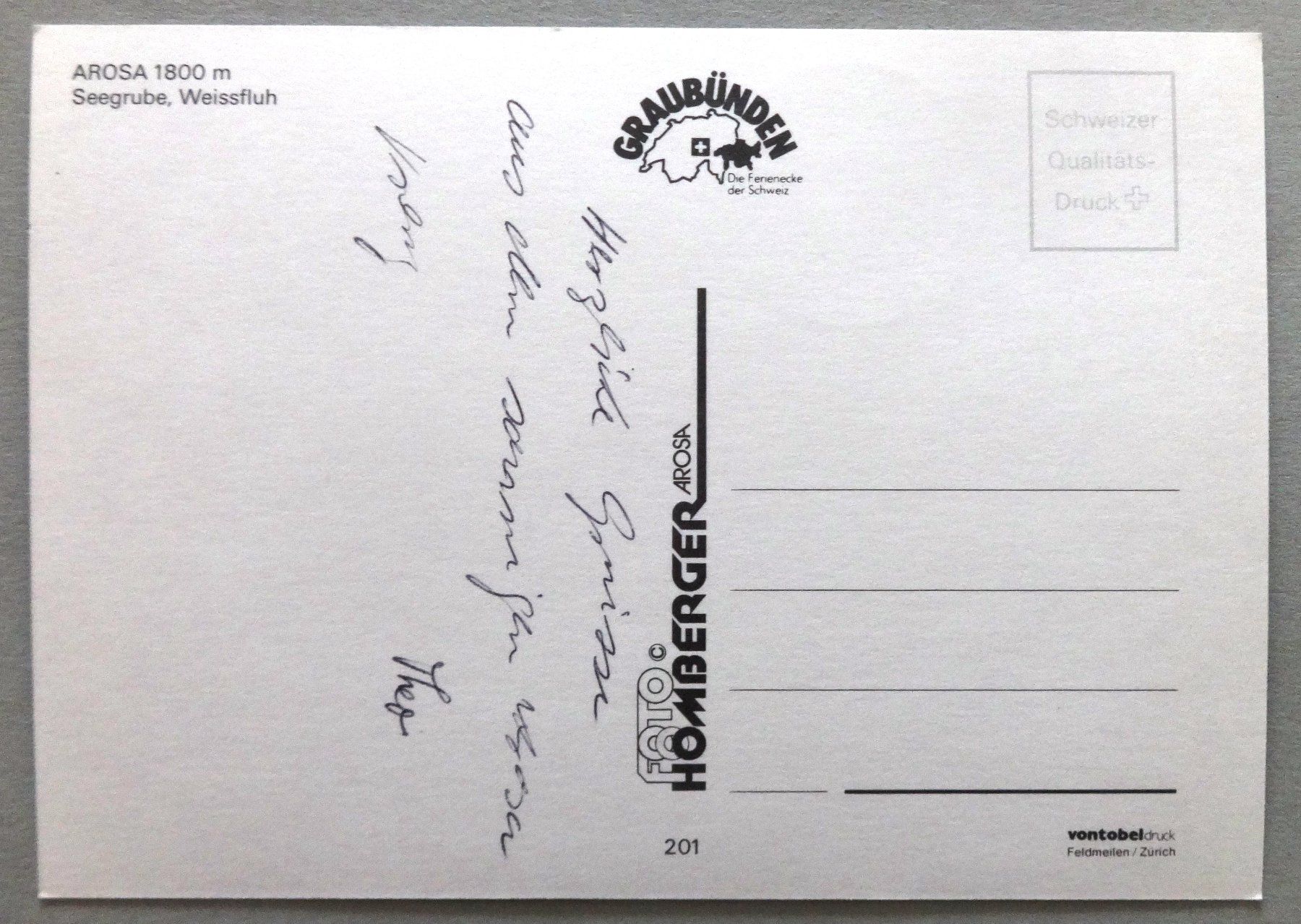 Cartoline postali: Arosa 1800 m – Usato da Fétigny venduto da Billy2miny 1